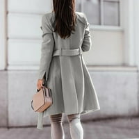 Ženski kaputi plus size jakne rasprodaja Ženski kaput od jesenske zime od vunene tkanine s reverom kaput dugi kaput siva gornja odjeća