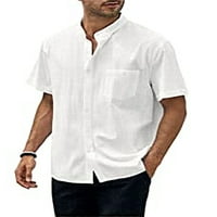 Muške ljetne košulje, majica s reverom, vrhovi kratkih rukava, retro majica, majica s gumbima, bijela majica s gumbima