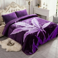 Plišana runa pokrivač za krevet, lagana meka ljubičasta deka, kraljica 75 x91