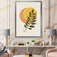 DesignArt 'Sažetak geometrijski mjesec i sunce s listom v' Moderni uokvireni umjetnički tisak