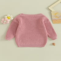 Pleteni džemper za djevojčice, jesensko pletivo s dugim rukavima s cvjetnim natpisima za bebe
