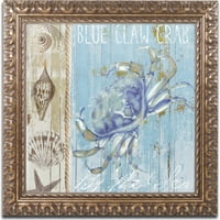 Zaštitni znak likovna umjetnost Plavi rakovi i platno Art by Color Bakery, zlatni ukrašeni okvir
