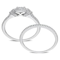 Carat T.W. Diamond Sterling Silver Oval Halo Bridal Ring