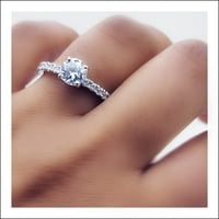 Luksuzni prsten za žene nakit-Bijelo zlato 18k više od 1. Okrugli rez s imitacijom dijamanta veličina prstena - 12