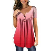 Ljetne bluze za Žene, Ležerne bluze s izrezom u obliku slova u i kratkim rukavima u cvijetu, elegantne bluze za tajice u ružičastoj