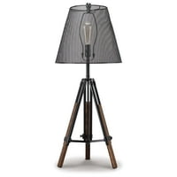 Dizajn potpisa Ashlee Leolin Urban Baza Stativa podesiva po visini sa sjenilom od žičane mreže, jedna stolna svjetiljka, Crna i smeđa