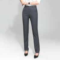 Široke hlače za žene, ravne radne Chinos Hlače visokog struka, ravne hlače na kopčanje, Radne hlače odijela