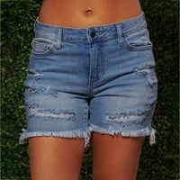 Ženske rastezljive traperice, podstavljene traper gamaše srednjeg rasta s džepovima, klasične pripijene prozračne hlače od mješavine