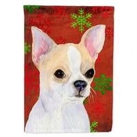 Caroline's Treasures SS4681-ZASTAVA-RODITELJ Chihuahua s crvenim i zelenim снежинками, svečani Božićni zastava, višebojne