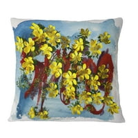 DesignArt slova i žuti proljetni cvjetovi - Cvjetni jastuk za bacanje - 12x20