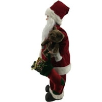 Fraser Hill Farm 36-in. Djed Mraz figurica s osvijetljenim fenjerom, medvjedića, čarapa, animacija, glazba - Božićni ukras