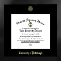 University of Pittsburgh 16W 12H Manhattan Crni jednostruka mat zlatna diplomska diplomski okvir s bonus kampusom slike litograf