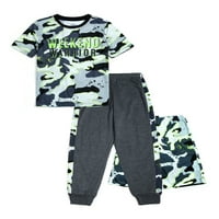 Wonder Nation Boys kratki rukavi, kratke hlače i hlače set pidžama, 3-komad, veličine 4- & Husky