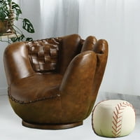 Baseball rukavica stolica i Otoman, smeđa i bijela