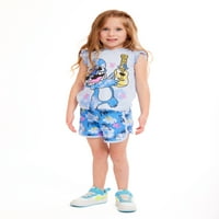 Disney Toddler Girl Stitch Cosplay Grafički hoodie i kratke hlače, 2-komad, veličine 2T-5T