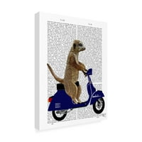 Zaštitni znak likovna umjetnost 'meerkat on tamno plava moped' platna umjetnost fab funky