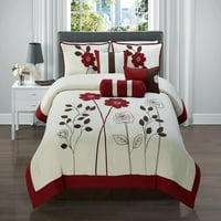 Luksuzna kuća, 7-komad Adrienne Comforter set, crvena