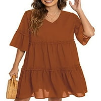 Ženska mini haljina s kratkim rukavima s kratkim rukavima ljetna haljina na plaži s polka točkicama ženski boemski kaftan jednobojna