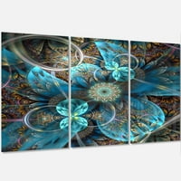 DesignArt 'Fraktalno plavo cvijeće' Multipanel cvjetni metalni zidni umjetnost