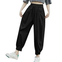 Ženske pamučne hlače visokog struka s elastičnim pojasom, hlače za jogging velike veličine