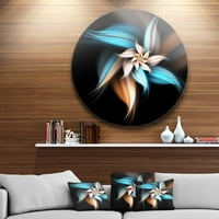 DesignArt 'plavo smeđa digitalna umjetnost fraktalni cvijet' cvjetni metalni krug zidna umjetnost