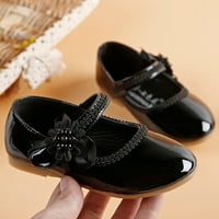 Cipele za djevojčice lagane male kožne cipele dječje plesne cipele s kopčom Crne veličine 22
