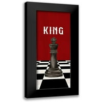 Reid, tara Black uokvirena suvremena muzejska umjetnička gravura pod naslovom radije Igrajte šah crno na crvenom panelu u Mumbaiju-kralj