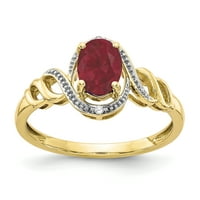 Primalno zlato karatno žuto zlato rubin i dijamantni prsten