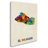 Zaštitni znak likovna umjetnost El Salvador akvarelna karta Canvas Art by Michael Tompsett