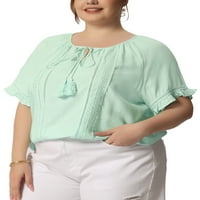 Jedinstvene ponude ženskog plus bluza samoave vrata čipka šuplje šuplje ruffle vrhove