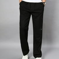 Muške teretne hlače opuštene-Ležerne ulične jednobojne uske ravne sportske jesensko-zimske crne teretne hlače veličine