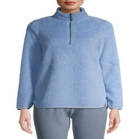 Como blu žensko sportaš fau sherpa zip pulover