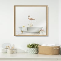 Kupaonica Blake Flamingo cottage s uokvirenim fotografijama i umjetničkim gravurama