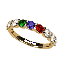 Nana U'r Obitelj Majčin prsten 1- multi-kamen za odrasle žensko rođendane, 10k žuto zlato, kamen veličine 3
